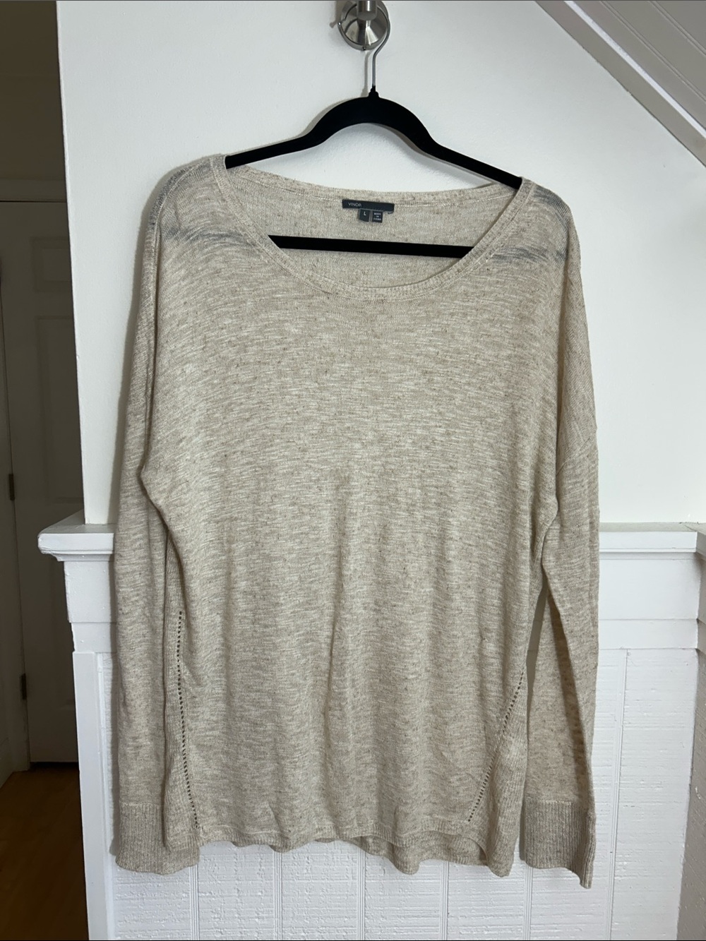 VINCE Cream Color Linen Viscose Sweater size Large